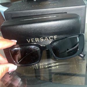 Versace Black Rectangular Sunglasses